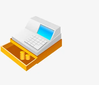 卡通矢量收银机器免抠