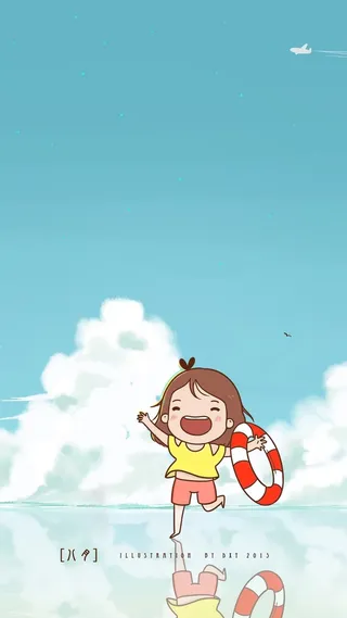 卡哇伊小女孩天空h5背景高清