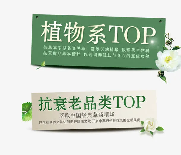 美容化妆品文字标签免抠