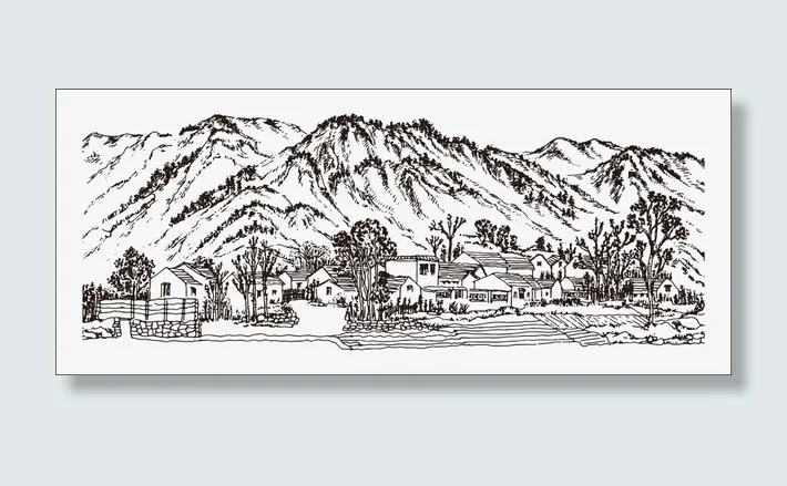 水墨风格乡村免抠
