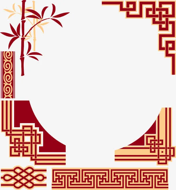 矢量中式边框免抠