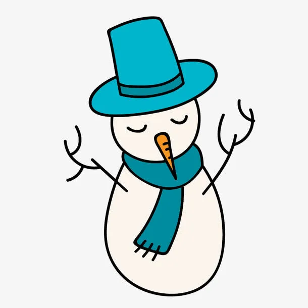 蓝围巾雪人免抠