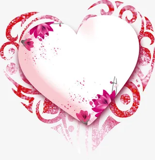 白色爱心荷花七夕情人节免抠