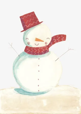 带围巾和帽子的雪人免抠