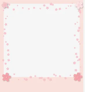 春天粉色花朵边框免抠