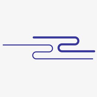 蓝色简约线条云朵装饰图案免抠