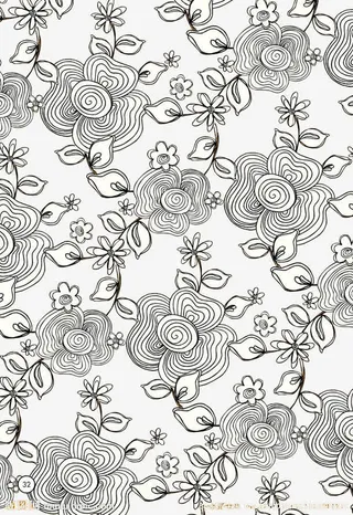 线条花卉底纹免抠