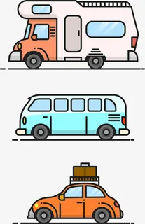 可爱旅行汽车矢量图免抠