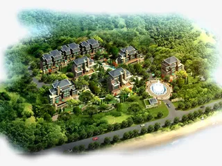 坐落于树林里的小区免抠