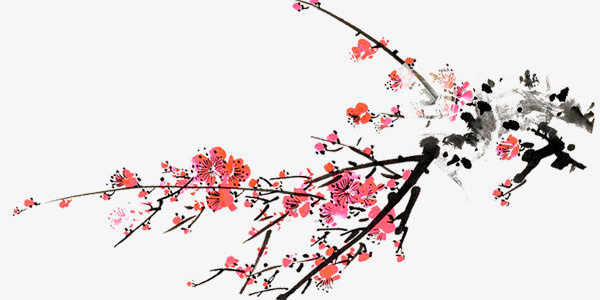 红色喜庆梅花免抠