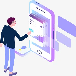 2.5D渐变男子办公立体插画免抠手绘/卡通卡通元素