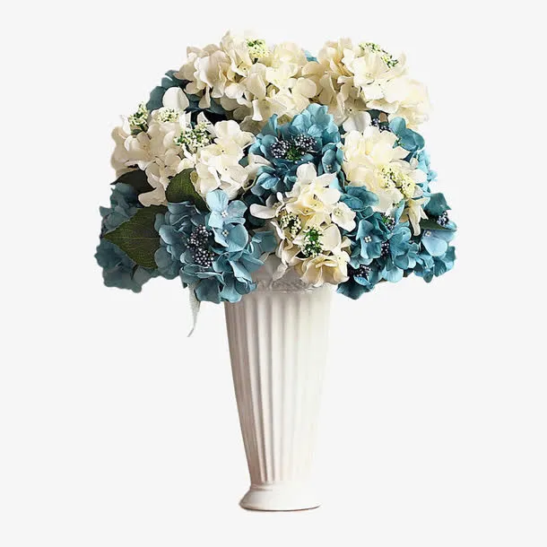 陶瓷花瓶里的蓝白花免抠