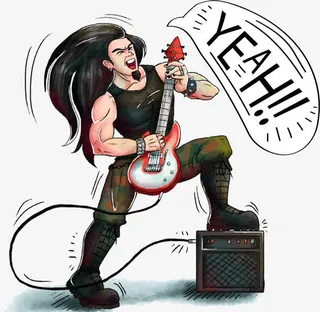 手绘长发摇滚歌手免抠