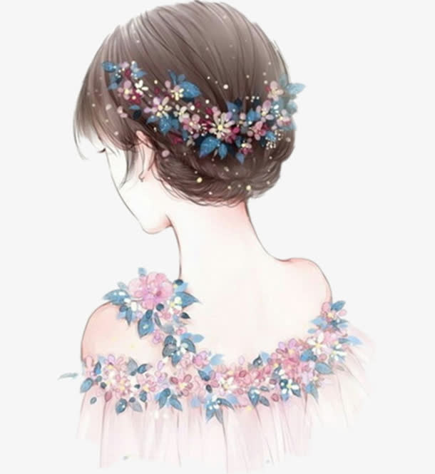 水彩美丽花朵女神节免抠