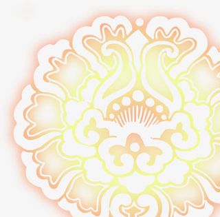 手绘粉黄色光效花纹免抠