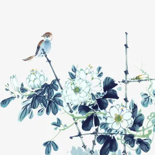 清新水墨枯树枝免抠