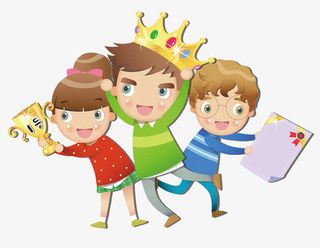 卡通手绘得奖的孩子们免抠