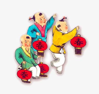 提灯笼的小孩免抠