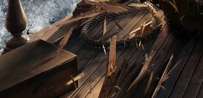 破碎的木板绳子海报背景