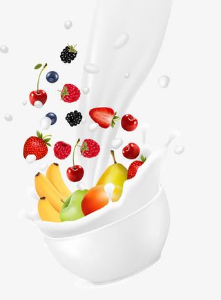 矢量水果牛奶饮品免抠