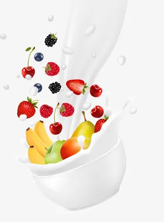 矢量水果牛奶饮品免抠