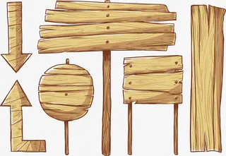 木板 指示牌 箭头 立体免抠