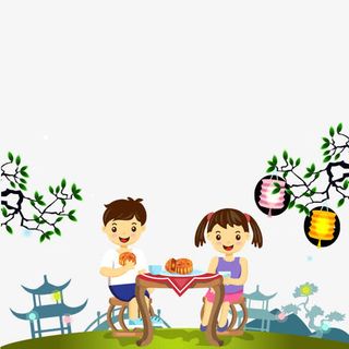 吃月饼的孩子免抠