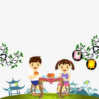 吃月饼的孩子免抠