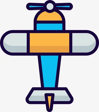 彩色卡通扁平飞机免抠