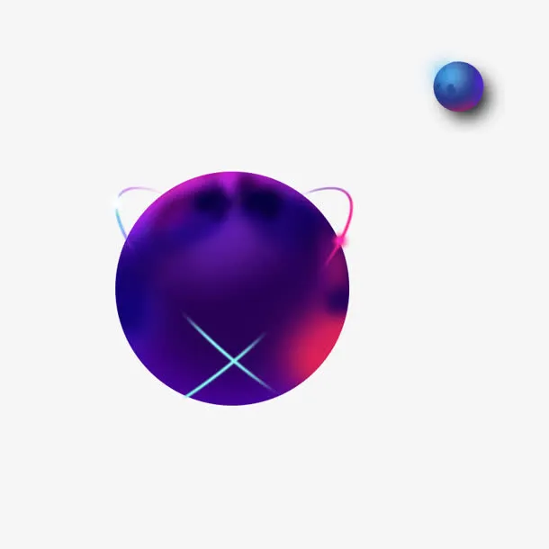 紫色绚丽星球创意渐变免抠