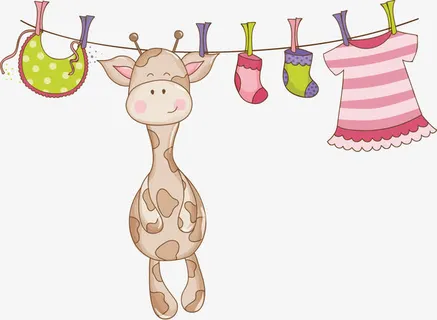 手绘卡通晾绳免抠