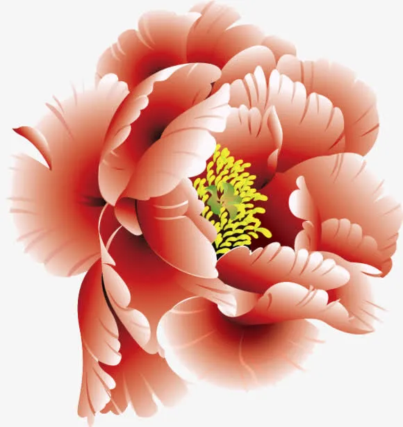 彩绘土红色花朵花蕊免抠