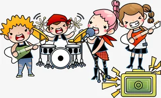 卡通插图摇滚乐表演免抠