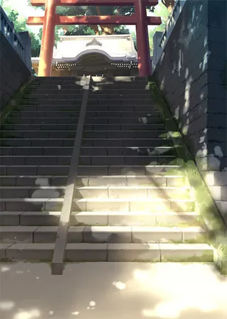 治愈系神社台阶动漫插画免抠