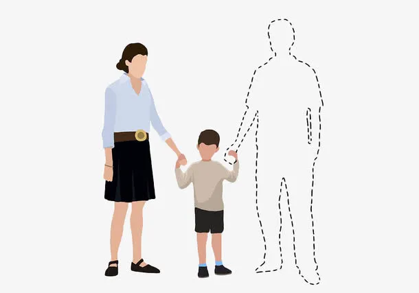 手绘人物虚线轮廓免抠
