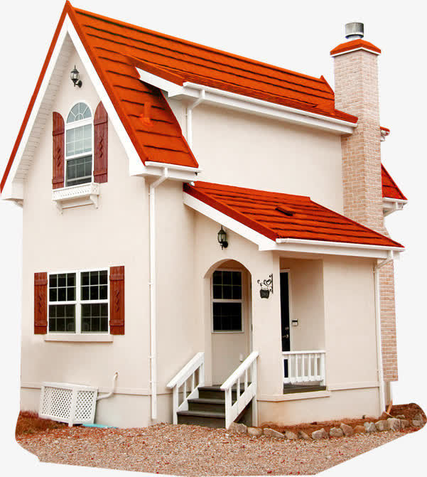 红色春天清新建筑免抠