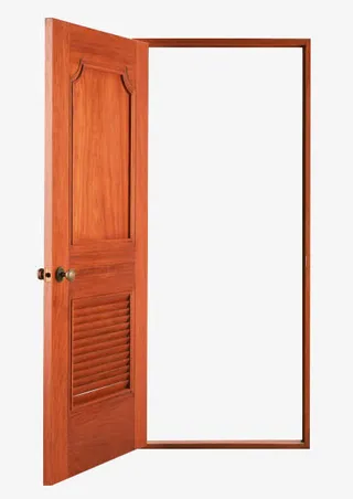 打开的木门室内木纹免抠