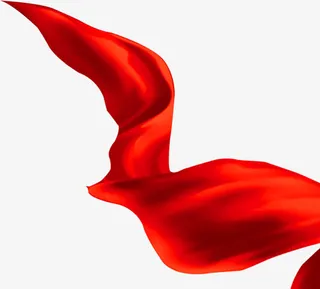 红旗红绸缎飘扬红色免抠