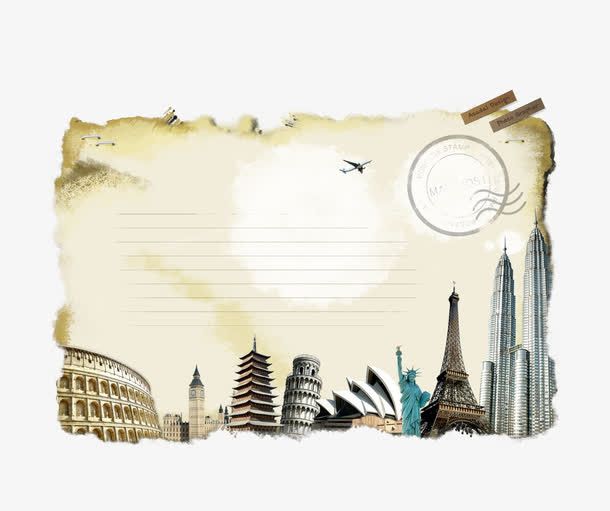 纸张建筑免抠