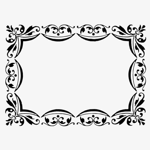 复古雕花边框大花纹免抠