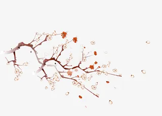 粉色中国风桃花花枝免抠