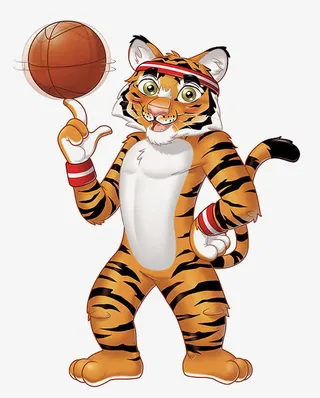 旋转篮球的健身老虎免抠