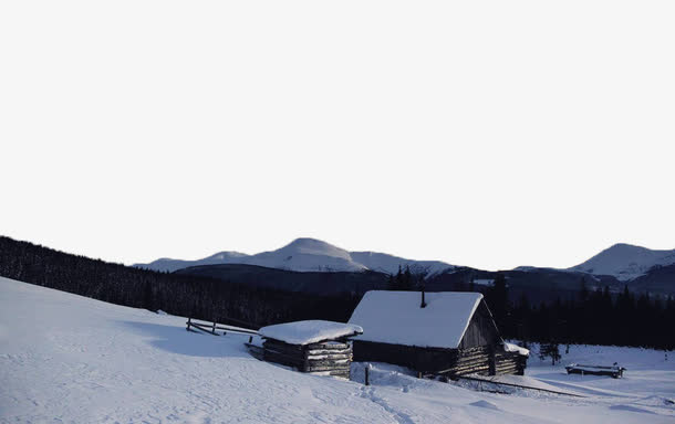 雪山下的小屋免抠