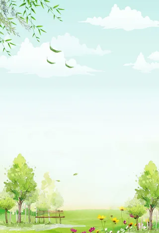 绿色手绘春天旅游踏青海报高清