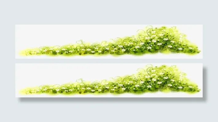 手绘绿色草坪春天风景免抠
