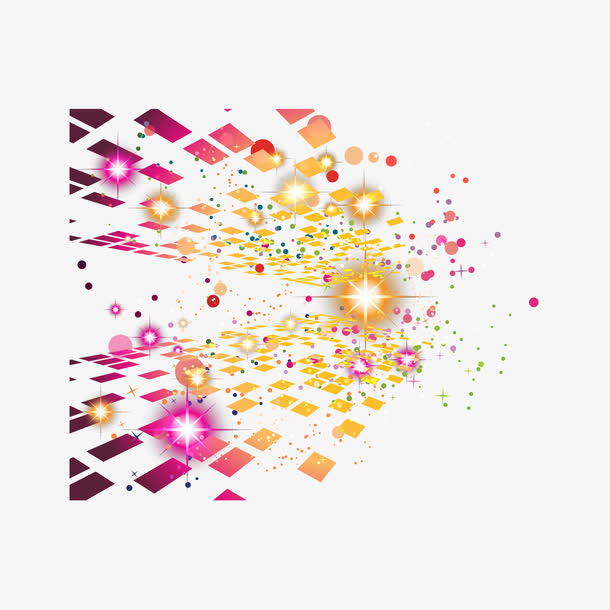 抽象炫彩几何方块星光免抠