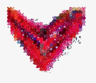 矢量红色心形像素点渐变色免抠