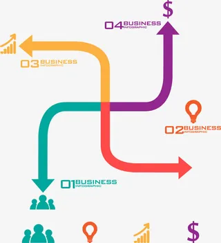 分散旋转箭头流程图免抠