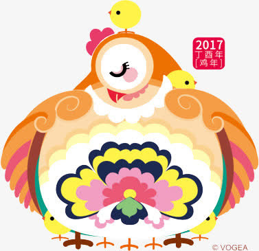 鸡年花开富贵满华堂免抠