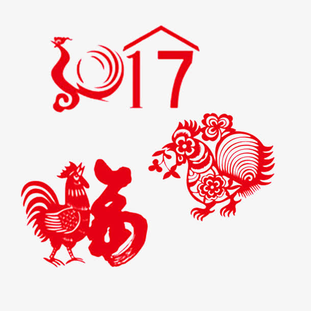 红色鸡年图案免抠